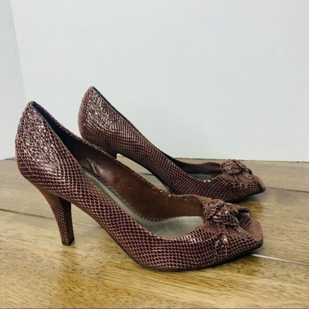 Antonio Melani Brown Faux Snake Square Heel sz 8